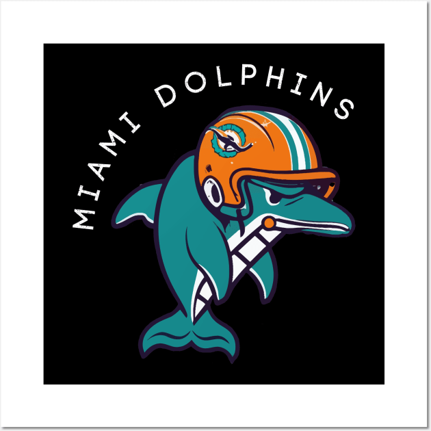 Dolphins Helmet Funny - Miami Wall Art by nikalassjanovic